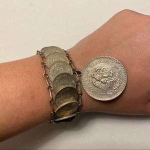 Vintage Pesos Coin Bracelet Silver